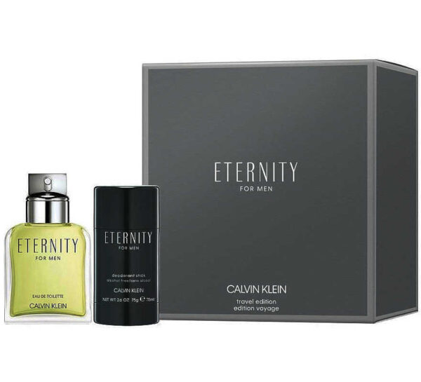 CALVIN KLEIN ETERNITY FOR MEN TRAVEL EDITION EDT 100ML + DESODORANTE EN BARRA 75ML - $80